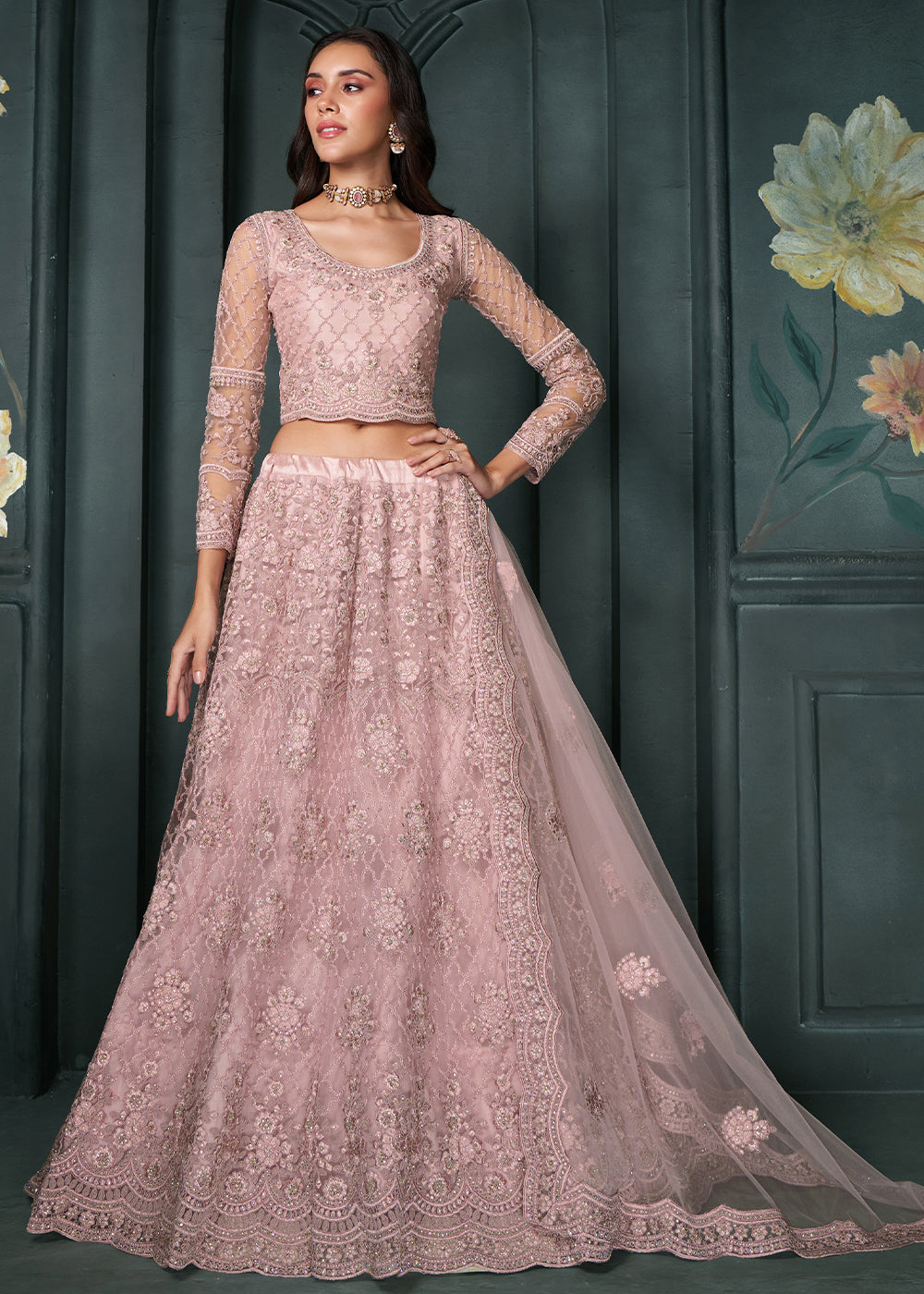 Blush fashion lengha