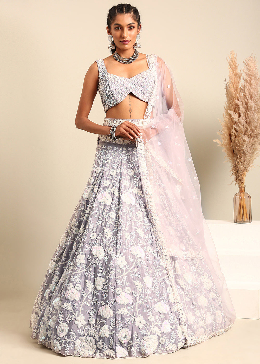 Silver lehenga choli shops