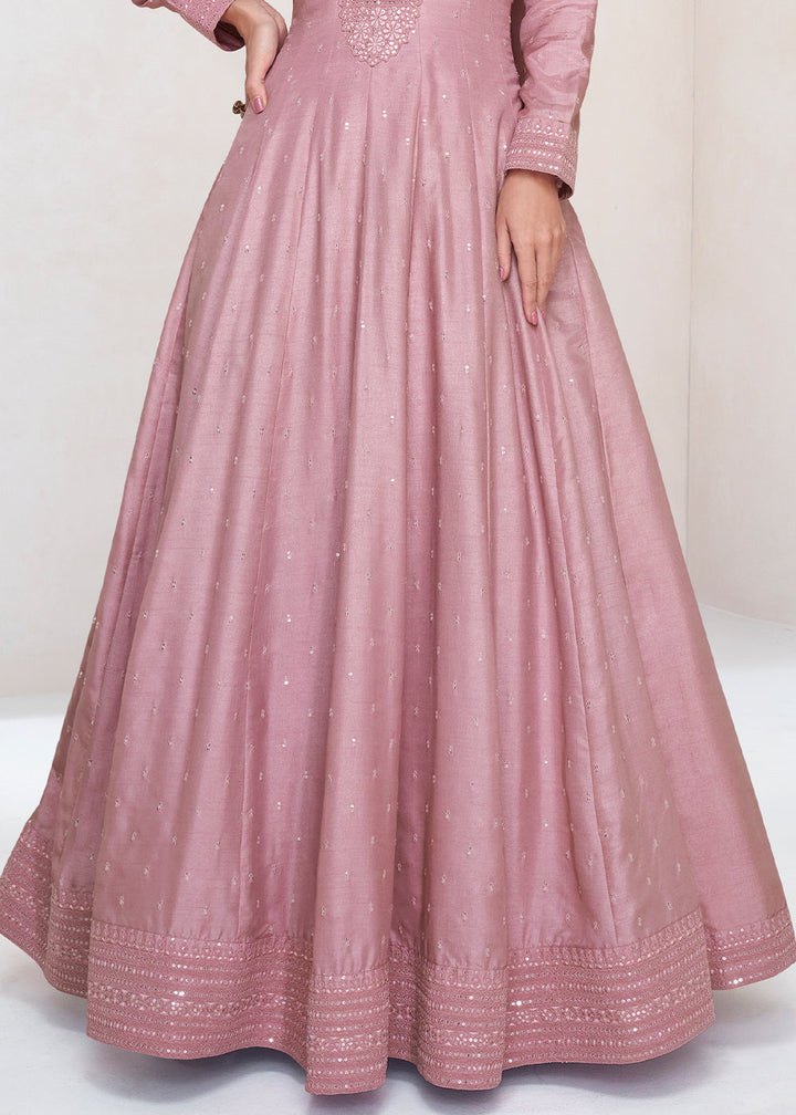 Wisteria Purple Designer Embroidered Silk Anarkali Suit