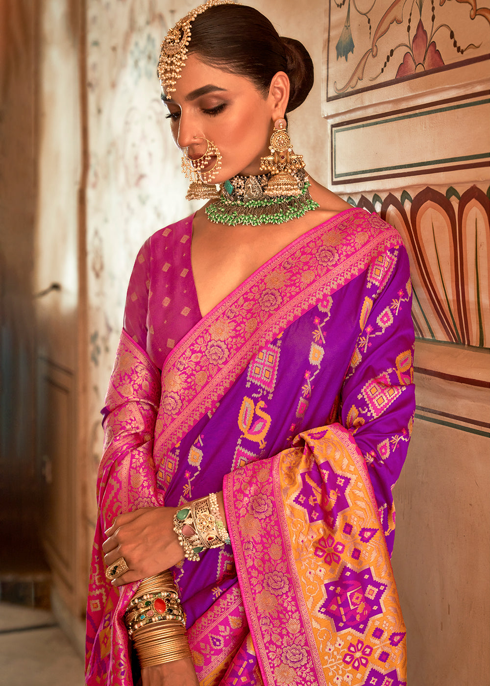 Irish Purple Zari Woven Traditional Banarasi Silk Saree