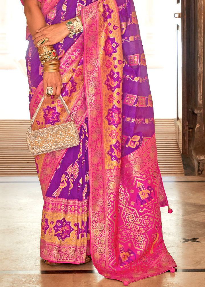 Irish Purple Zari Woven Traditional Banarasi Silk Saree