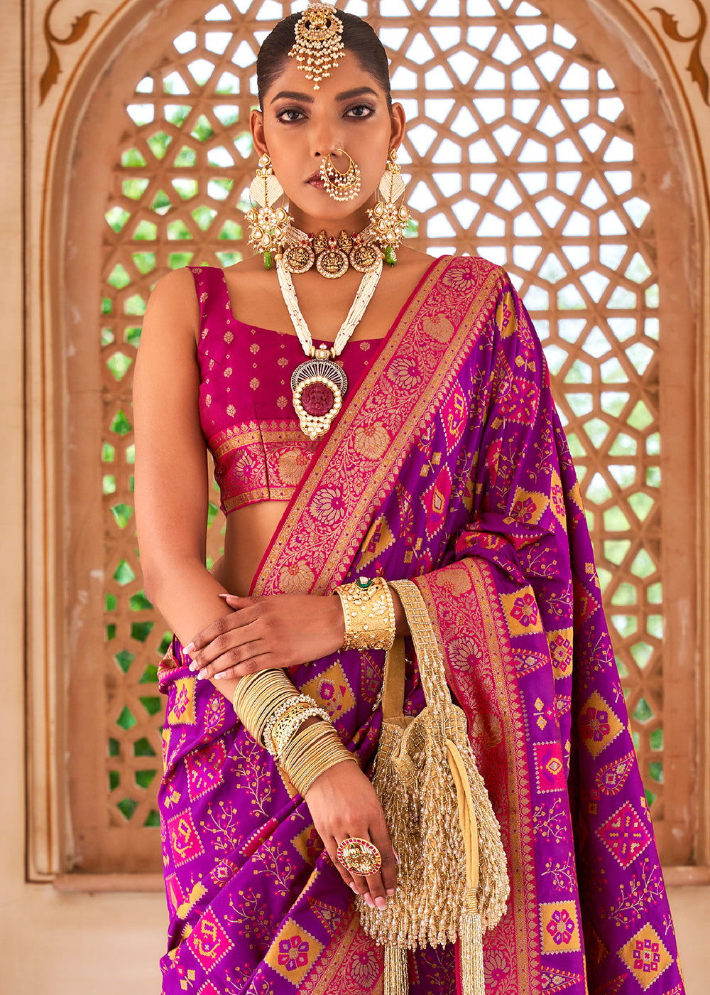 Shades of Purple Zari Woven Traditional Banarasi Silk Saree