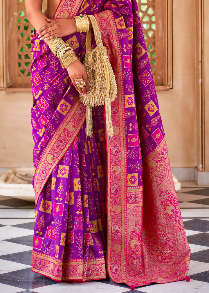 Shades of Purple Zari Woven Traditional Banarasi Silk Saree