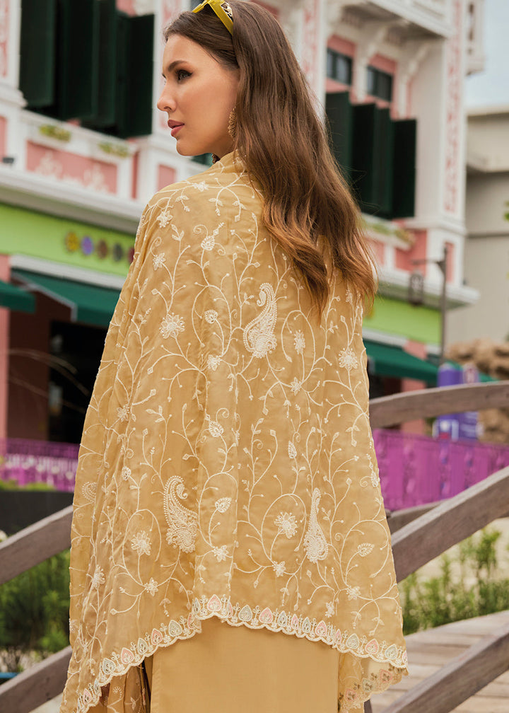 Sand Brown Intricate Embroidered Organza Suit