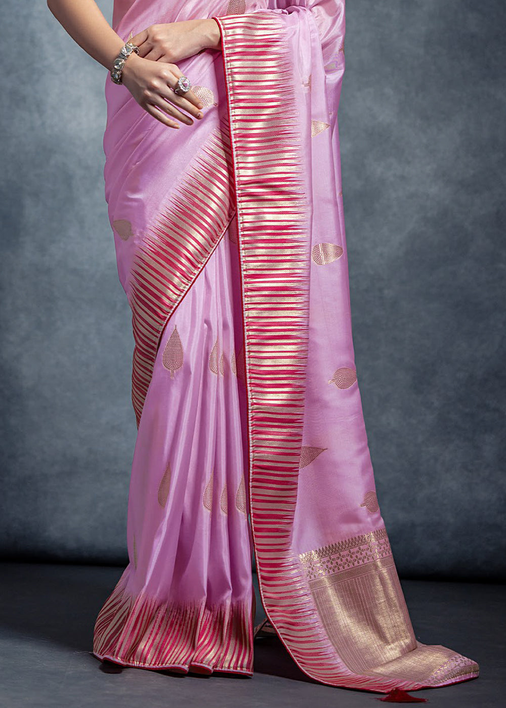 Lavender Purple Zari Woven Designer Silk Saree