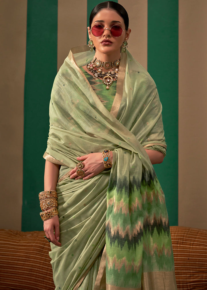 Pastel Green Handloom Woven Silk Saree