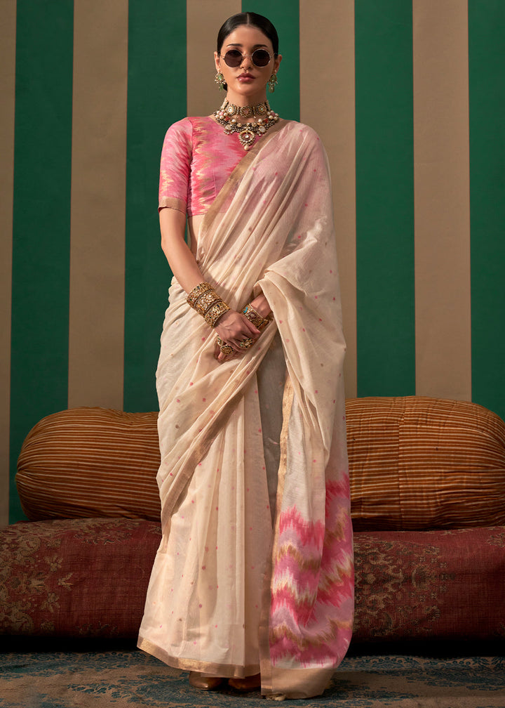 Soft Pink Handloom Woven Silk Saree