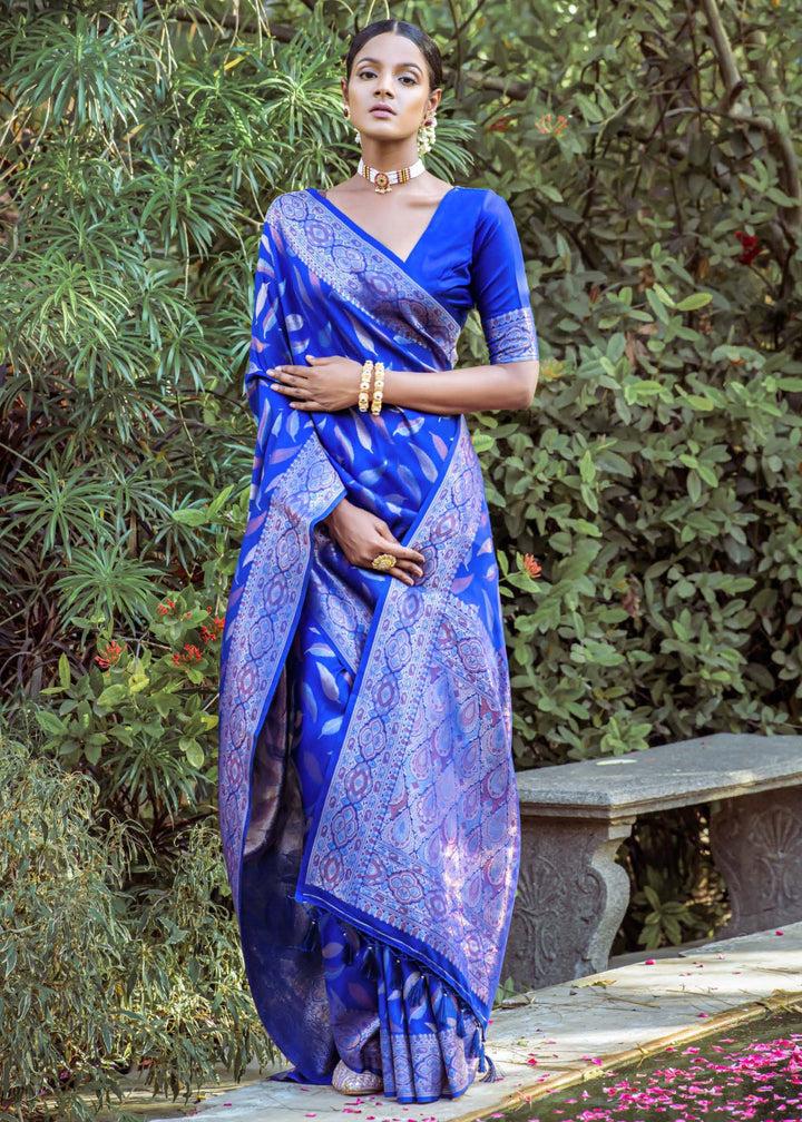 Admiral Blue Zari Woven Silk Saree