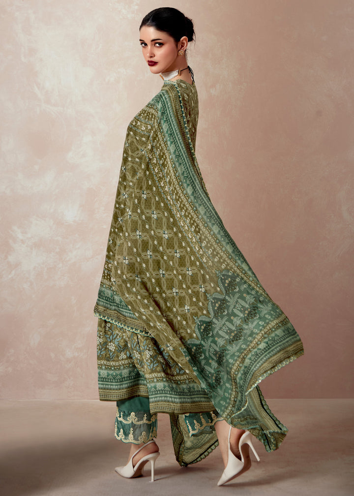 Green Pure Muslin with Dori Embroidery Salwar Suit