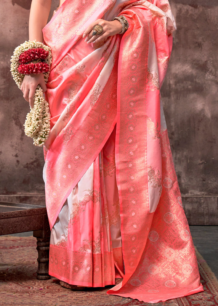 Peach Pink Rangkaat Handloom Silk Saree