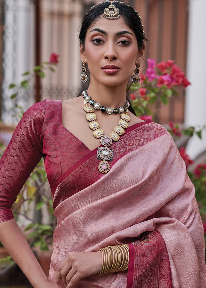 Shades Of Pink Designer Satin Silk Saree