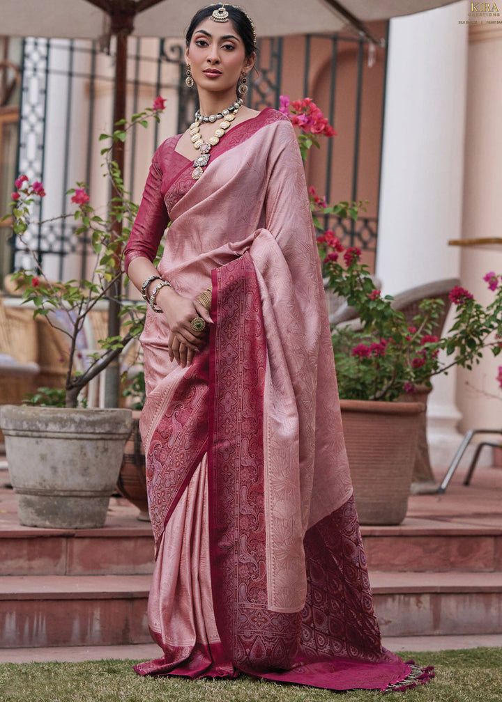 Shades Of Pink Designer Satin Silk Saree