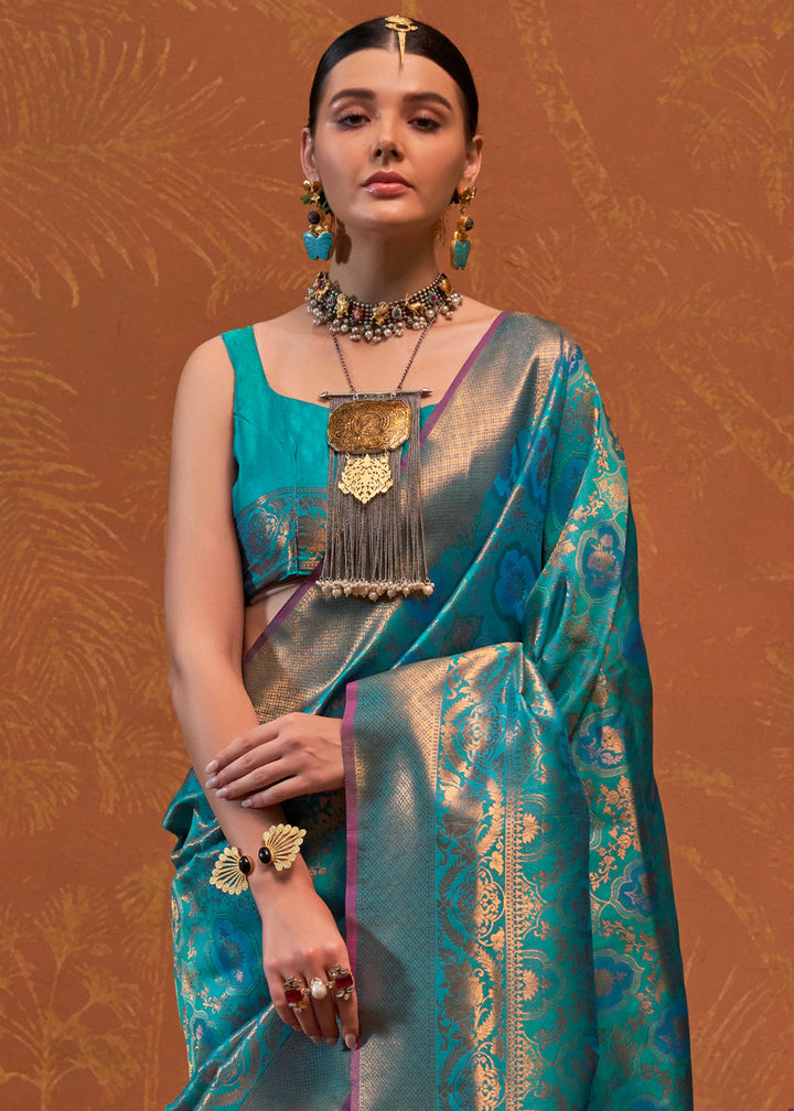 Shades Of Blue Handloom Woven Designer Silk Saree : Top Pick