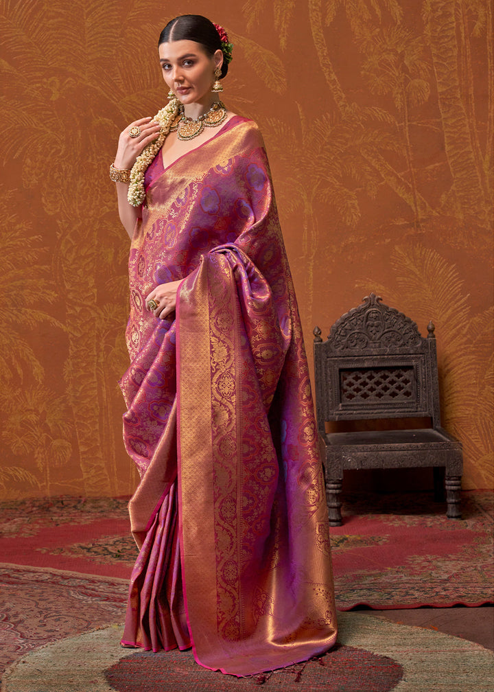 Shades Of Purple Handloom Woven Designer Silk Saree