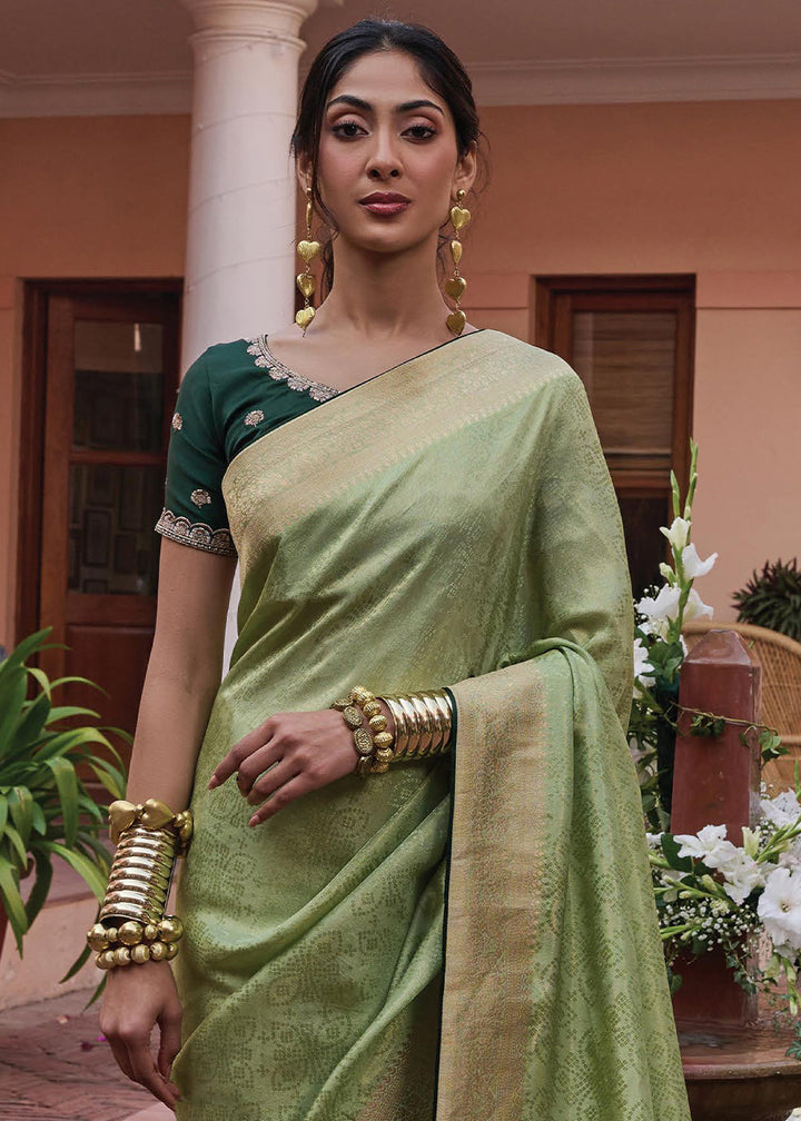 Pastel Green Woven Viscose Tissue Saree