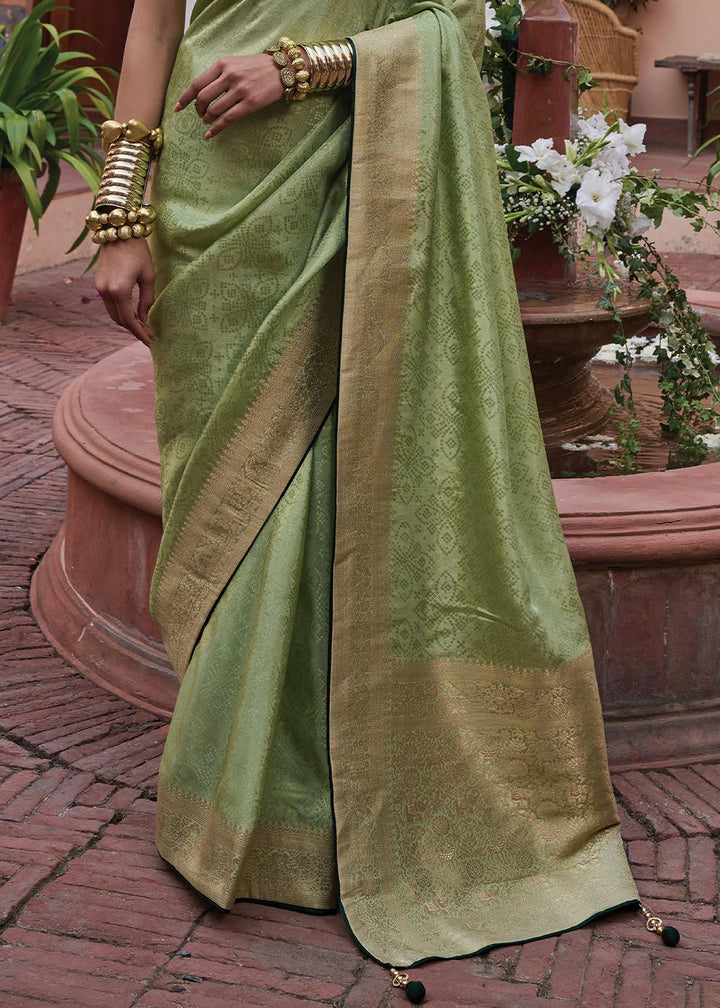 Pastel Green Woven Viscose Tissue Saree