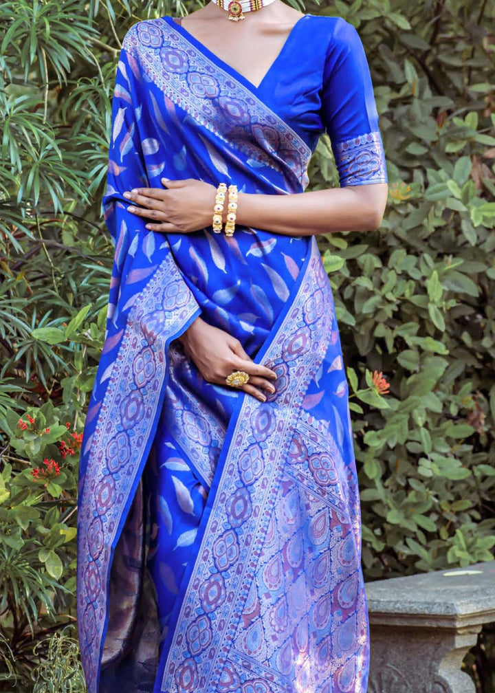 Admiral Blue Zari Woven Silk Saree