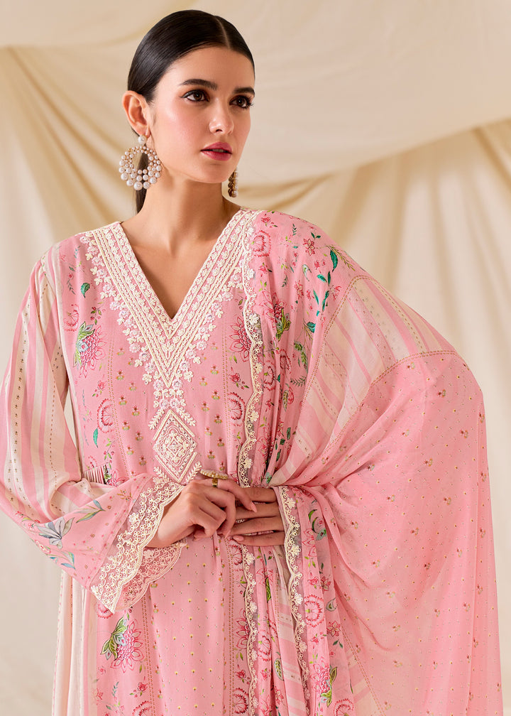 Pastel Pink Pure Muslin Salwar Suit with Dori Embroidery