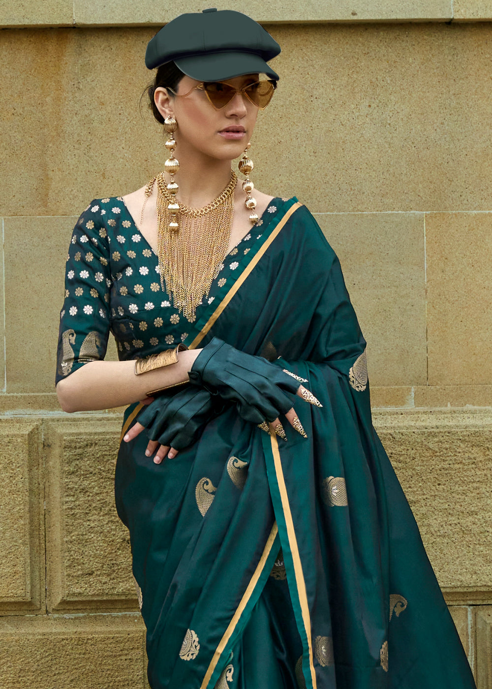 Sacramento Green Zari Woven Satin Silk Saree