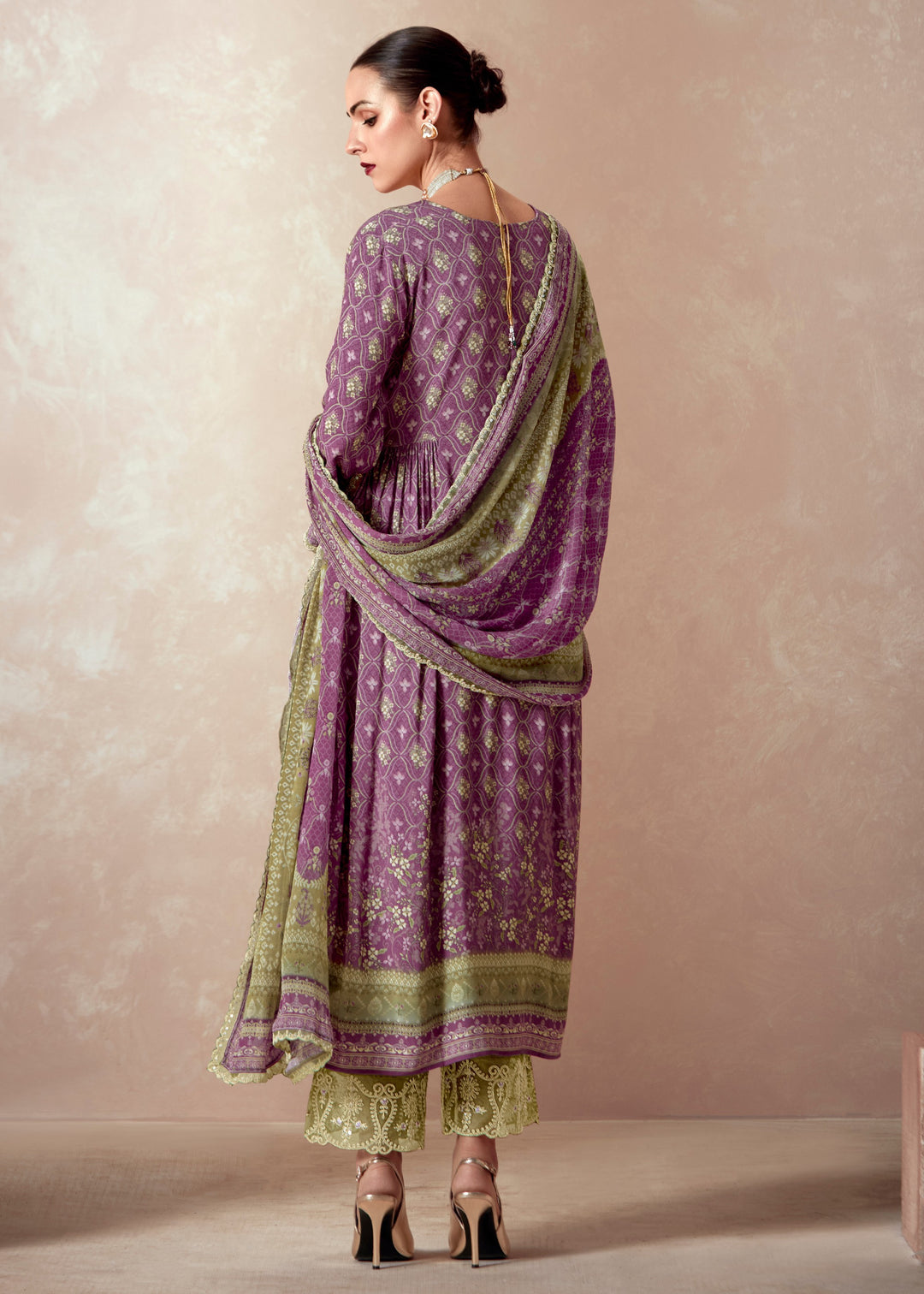 Purple Pure Muslin with Dori Embroidery Salwar Suit