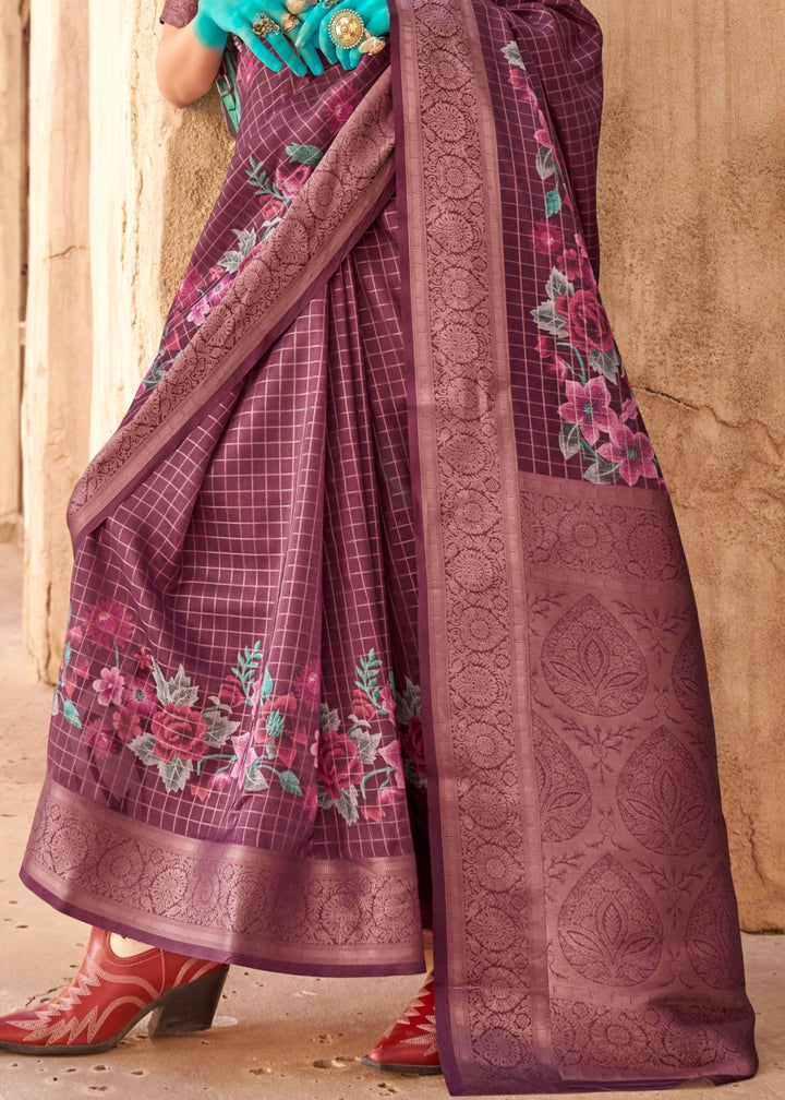 Mulberry Printed Handloom Georgette Saree