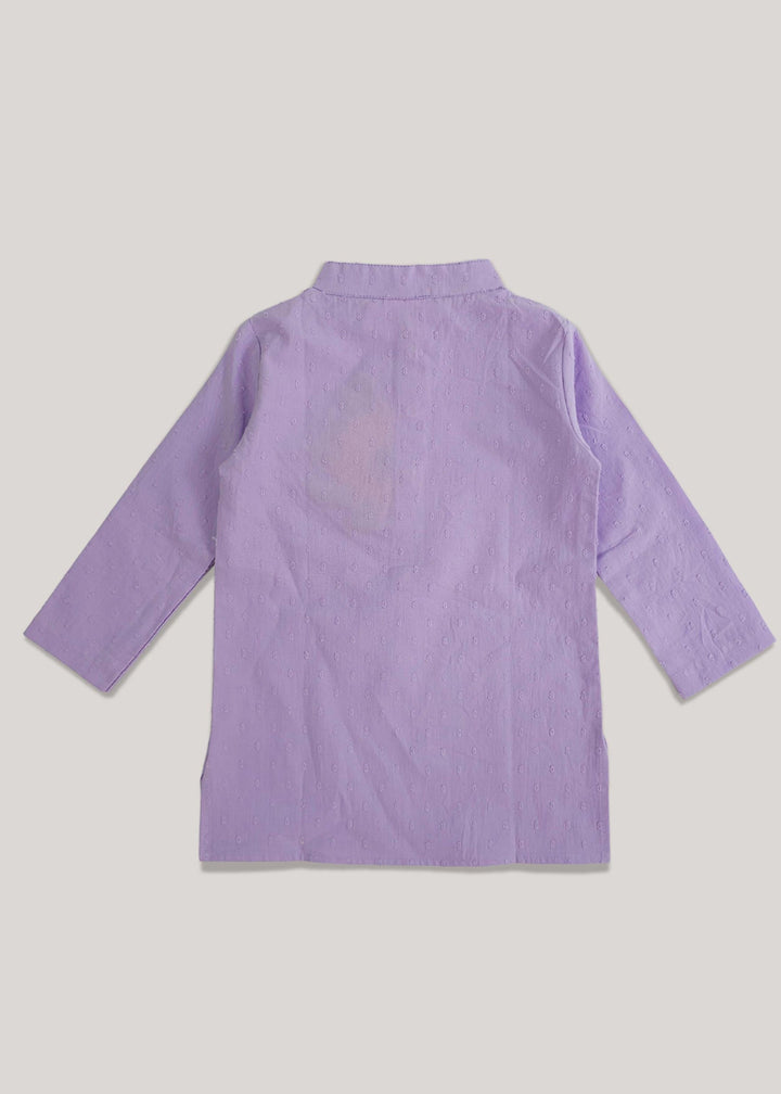 Organic Cotton Embroidered Lilac Kurta paired with Pajama Pants - Sunflower