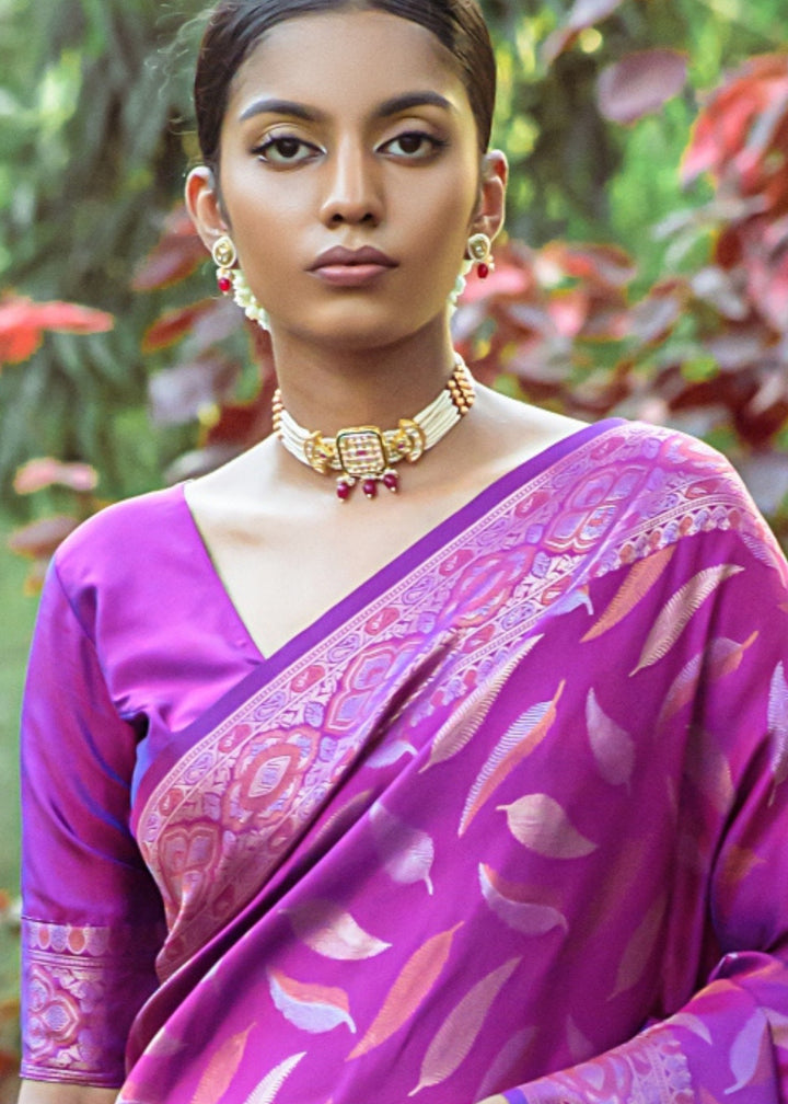 Electric Purple Zari Woven Silk Saree