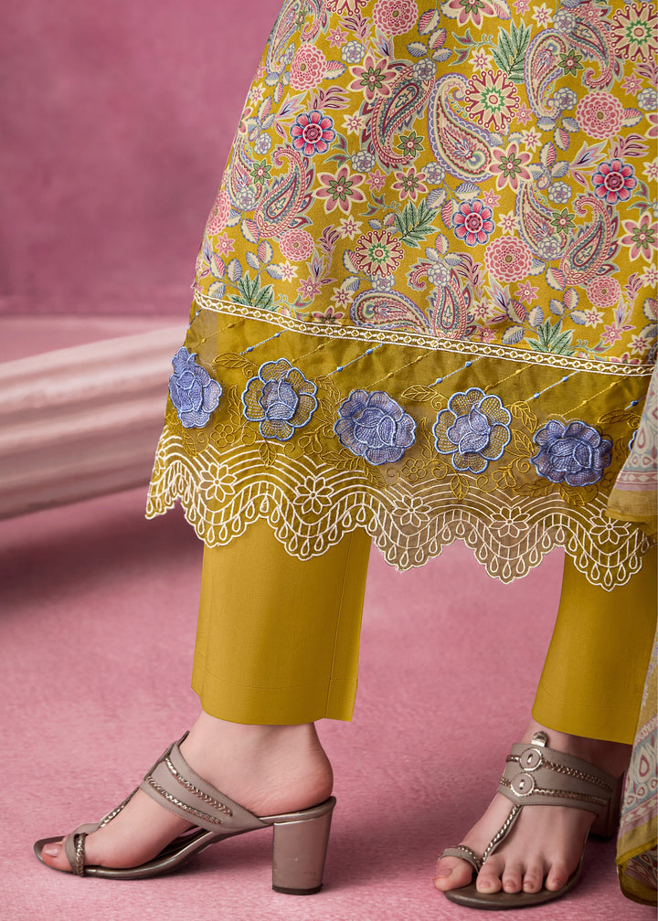 Yellow Pure Muslin Salwar Suit