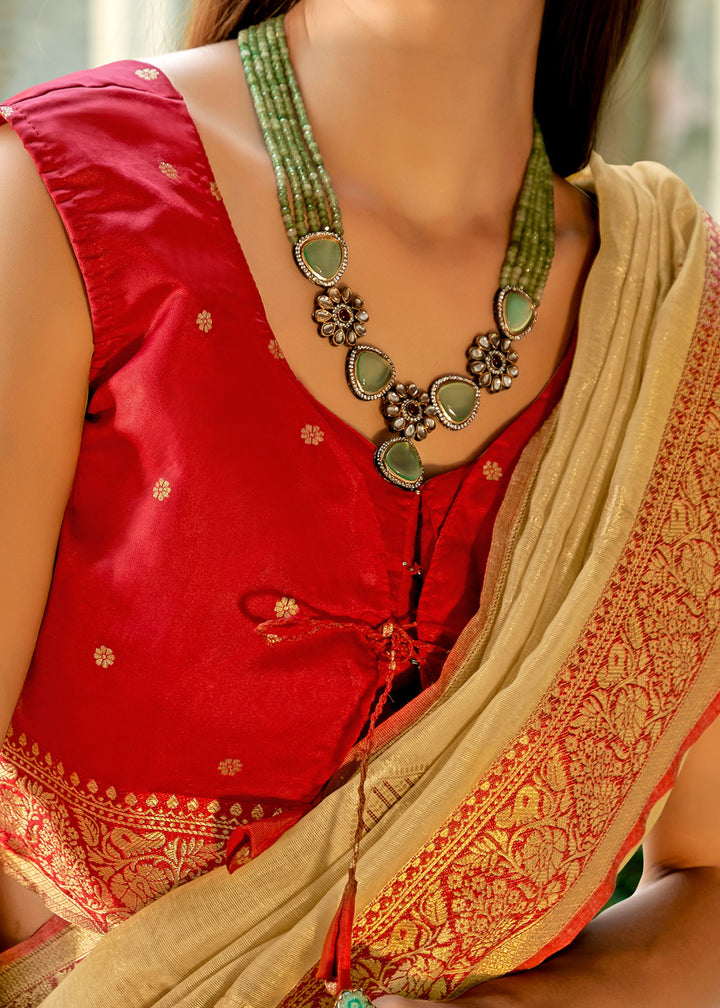 Sand Brown Soft Tissue Silk Saree With Contrast Border