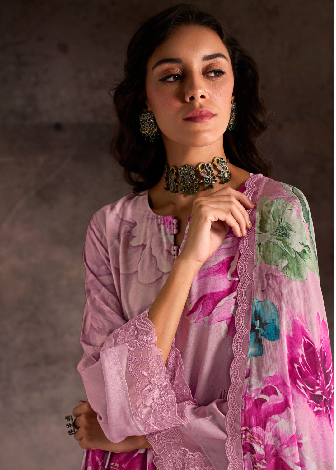 Pink Pure Muslin with Digital Print Salwar Suit