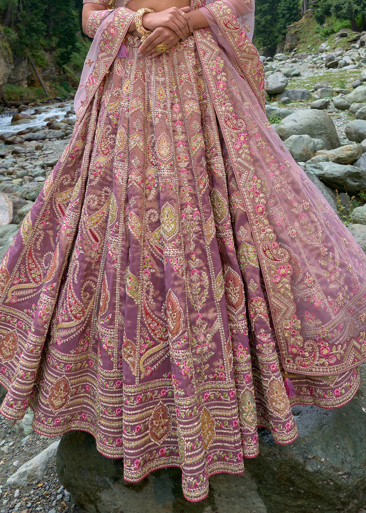 Shades Of Purple Viscose Silk Lehenga Choli With Heavy Embroidered Hand work: Wedding Edition