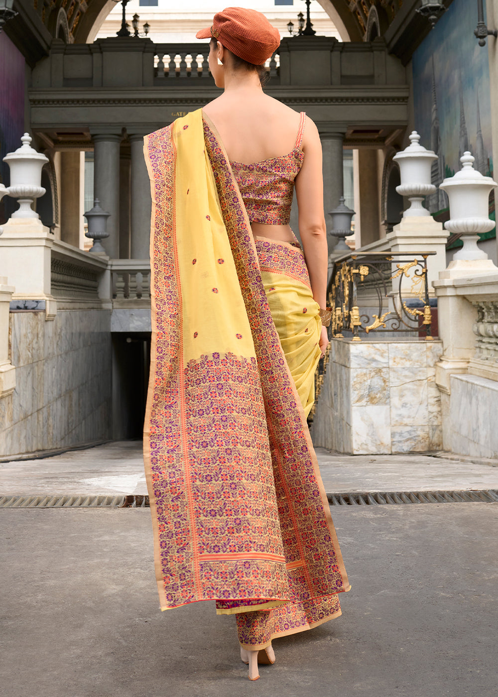 Banana Yellow Linen Silk Saree