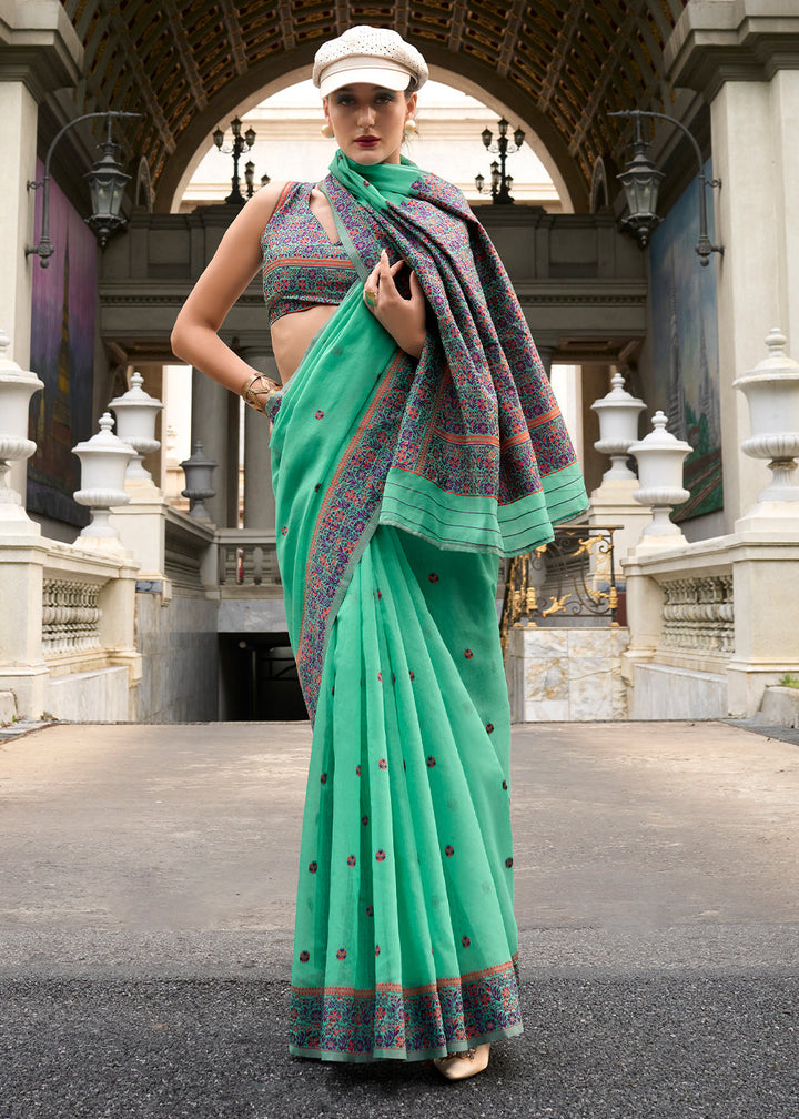 Eel Green Linen Silk Saree