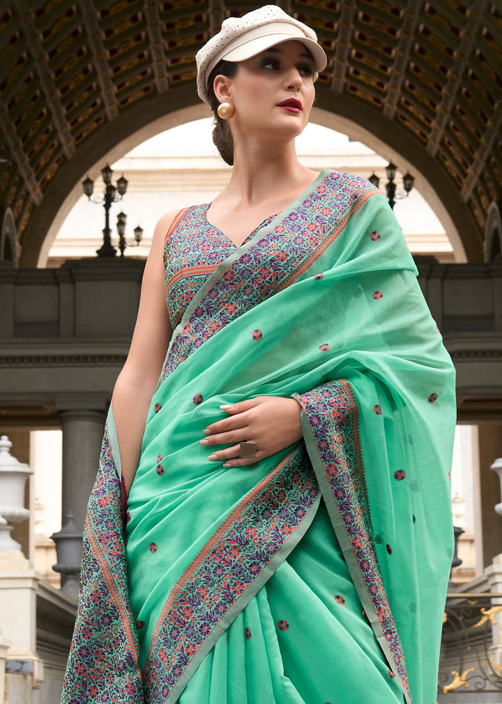 Eel Green Linen Silk Saree