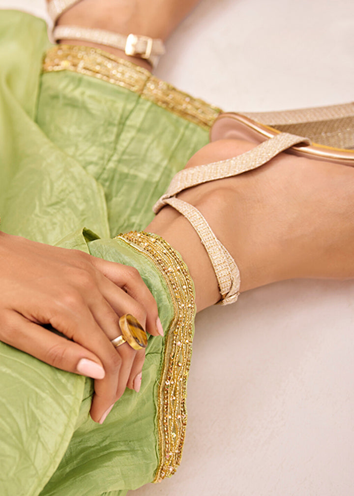 Light-Green Organza Handwork Kurta with Pant