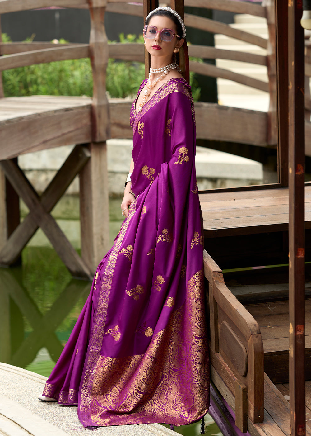 Lollipop Purple Zari Woven Satin Silk Saree