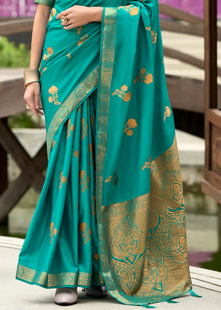 Robbin Blue Zari Woven Satin Silk Saree