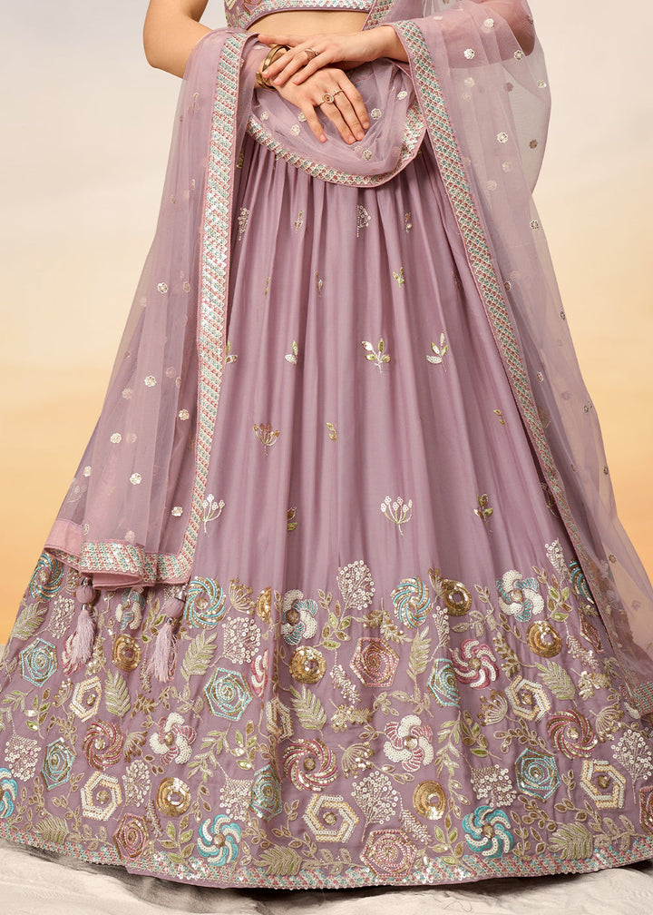 Wisteria Purple Georgette Lehenga Choli with Sequins work