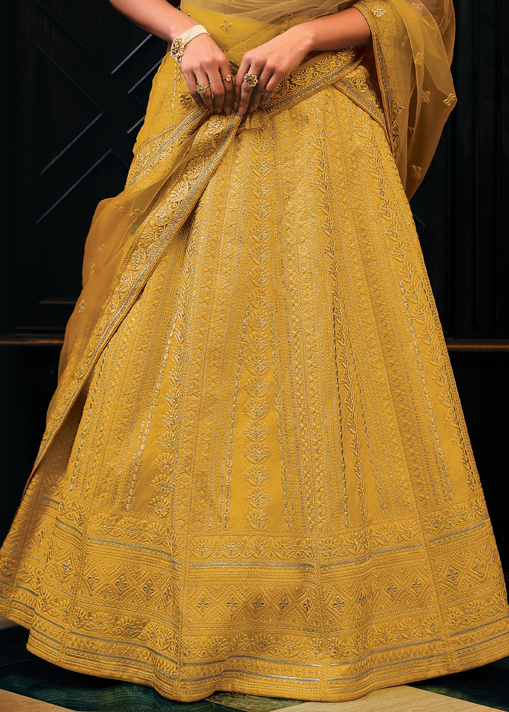 Butterscotch Yellow Raw Silk Lehenga Choli with Embroidery Work