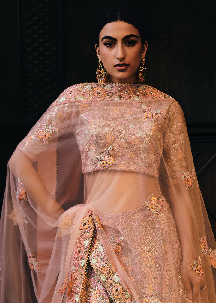 Shades Of Pink & Purple Heavy Embroidered Net Lehenga Choli