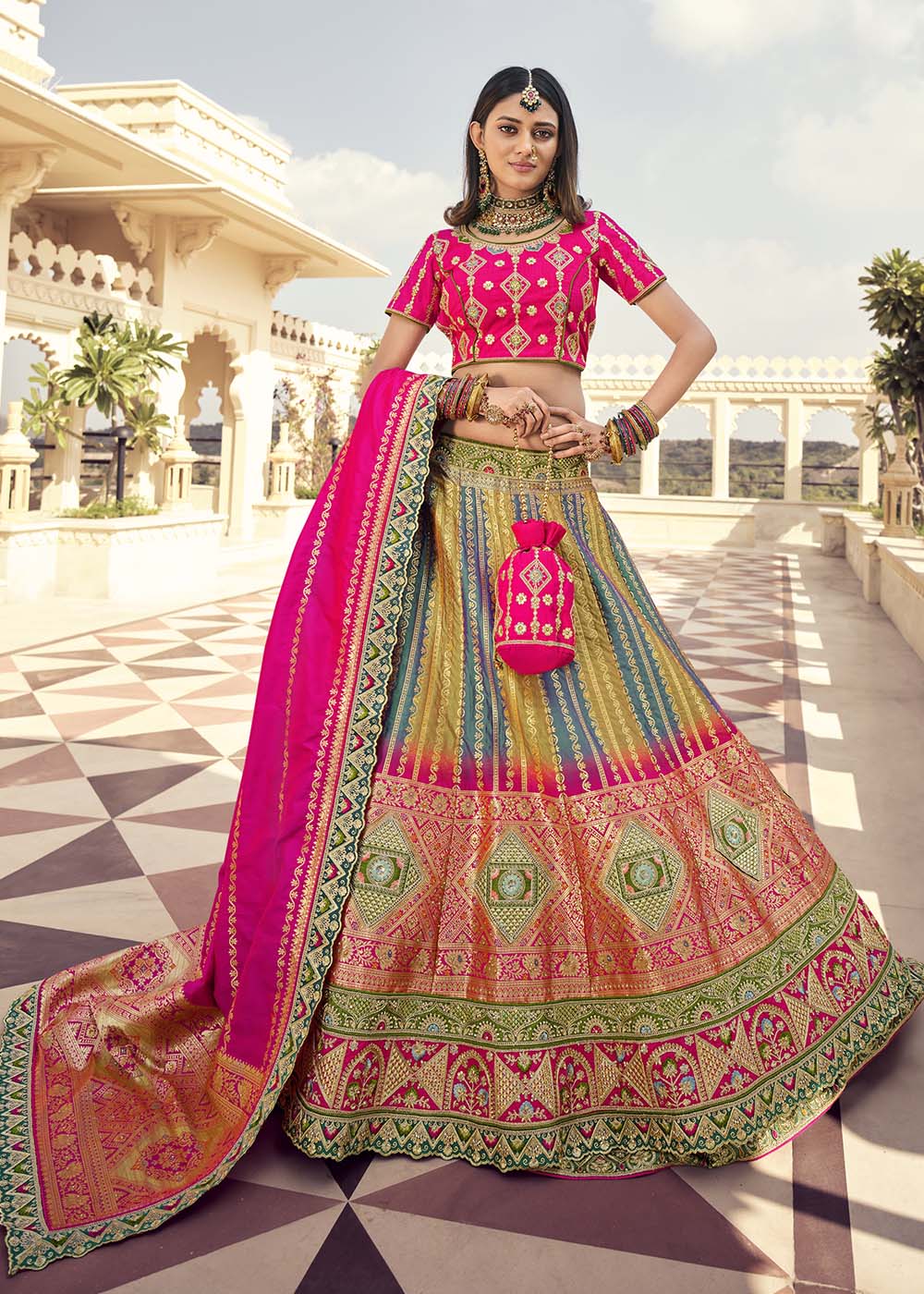 Banarasi silk ghagra fashion choli