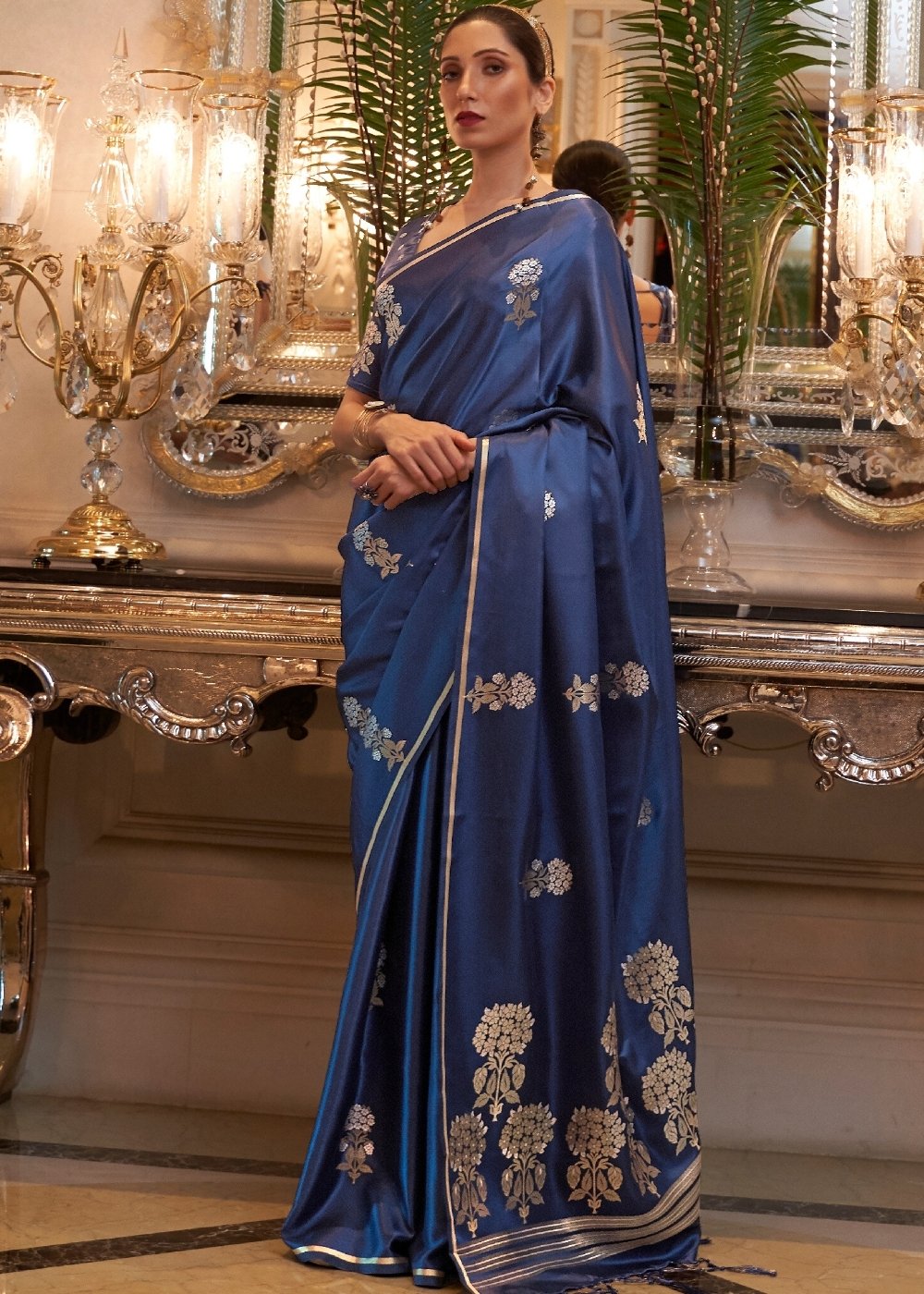 Latest Royal Blue Banarasi Silk Saree|SARV153768