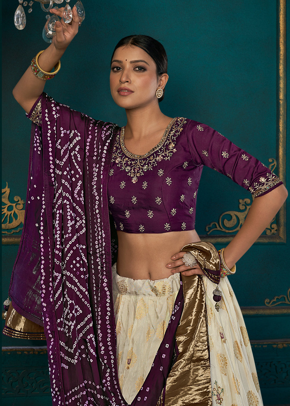 Grey Color Khatli Work Lehenga In Silk