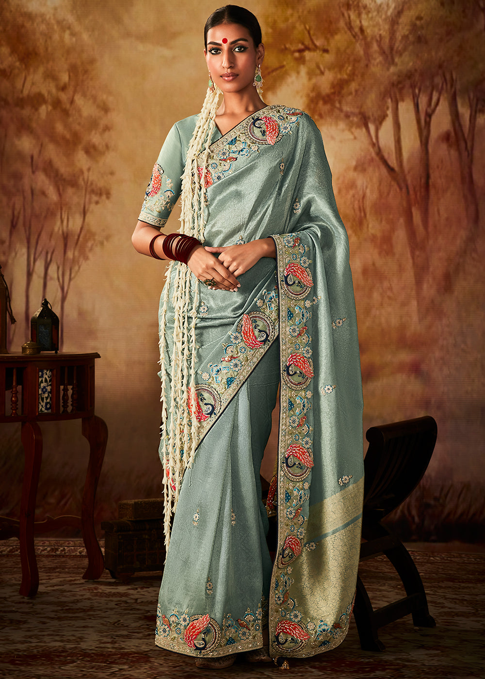 Royal Golden Tissue Banarasi Saree With Zardosi Work – SahyogLooms