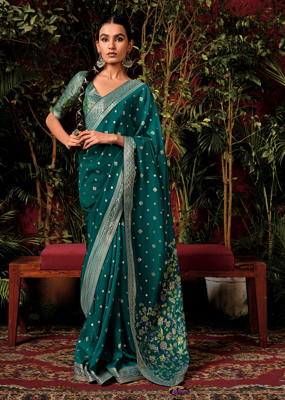 Buy Cyan Blue Georgette Saree For Women Online - Frontierraas