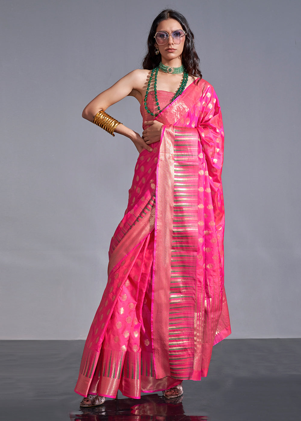 SAI DECORATIVE Women's Indian Traditional Plain Weave Satin Silk Saree  soft, silky and shiny,With Unstitched Blouse Piece Color:-Magenta -  Walmart.com