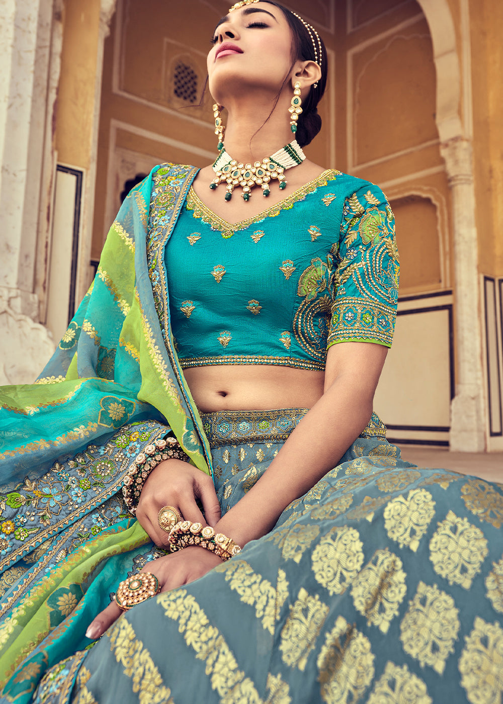Bridal Wear Banarasi Silk Lehenga Choli - Stylecaret.com