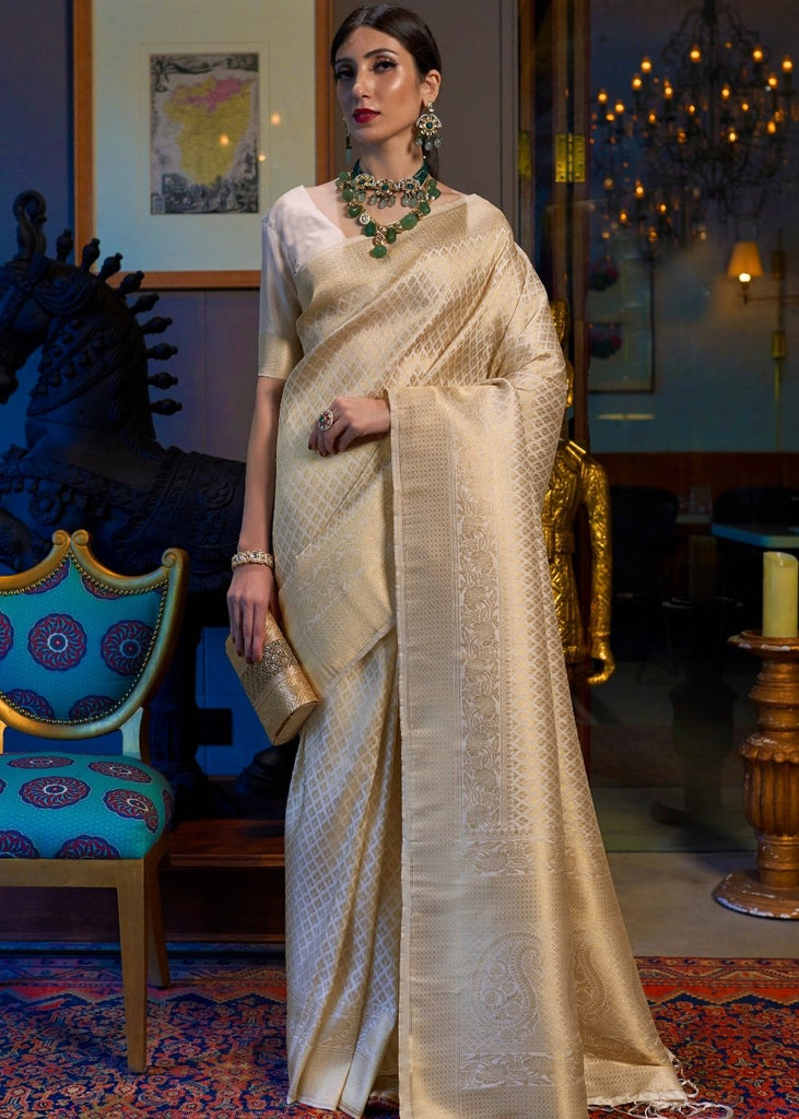 ROYAL GOLDEN IVORY KANJIVARAM SILK 198004