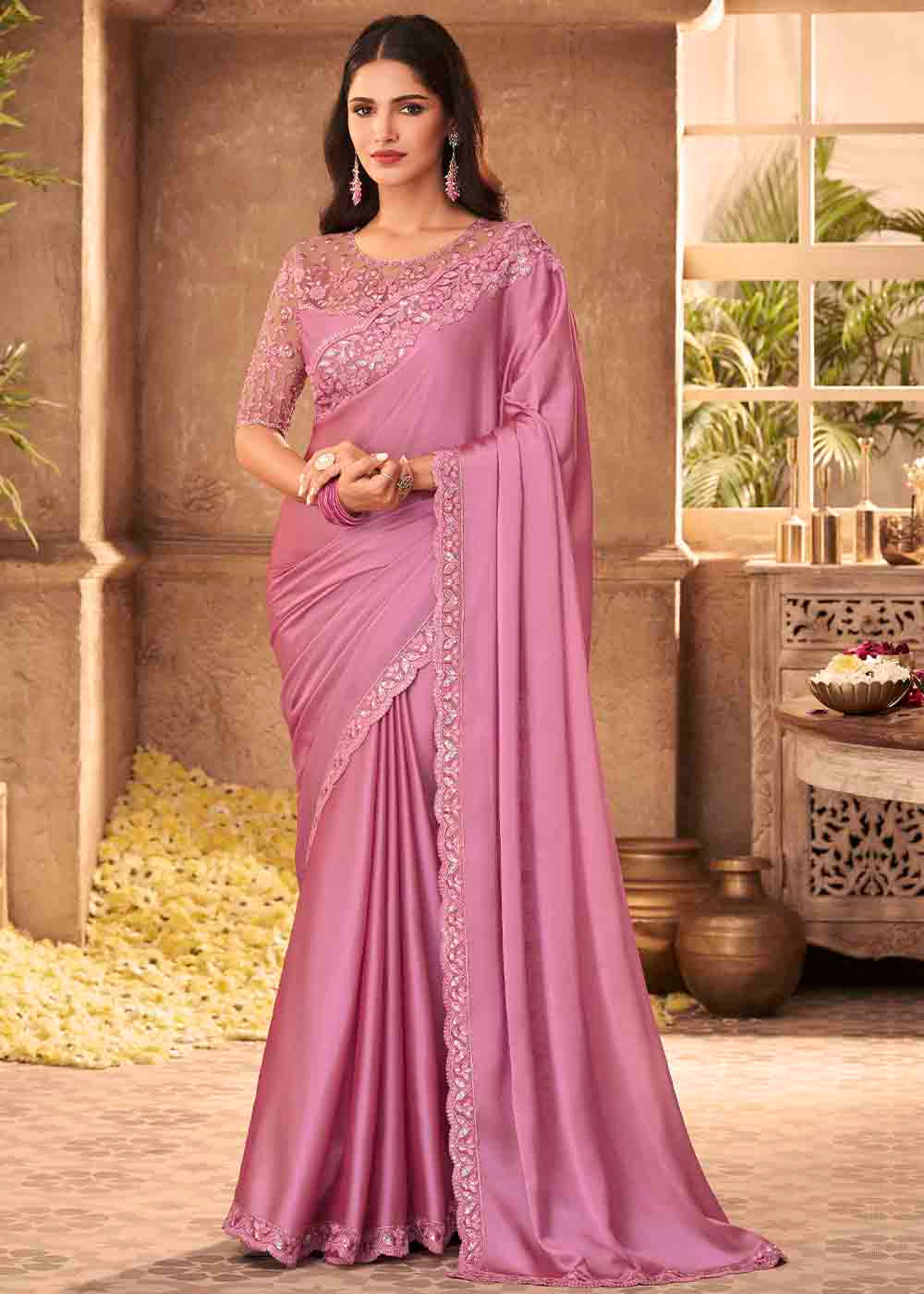 Pink - Designer - Sarees: Buy Latest Indian Sarees Collection Online |  Utsav Fashion